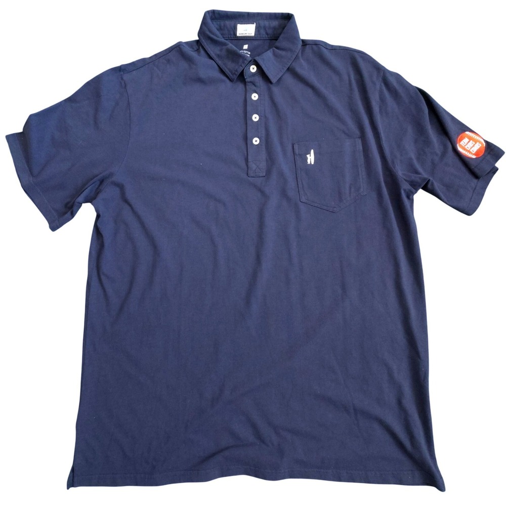 Johnnie-O Hangin' Out Mens XL Navy Blue Cotton Polo Shirt Team Chris Combs Patch